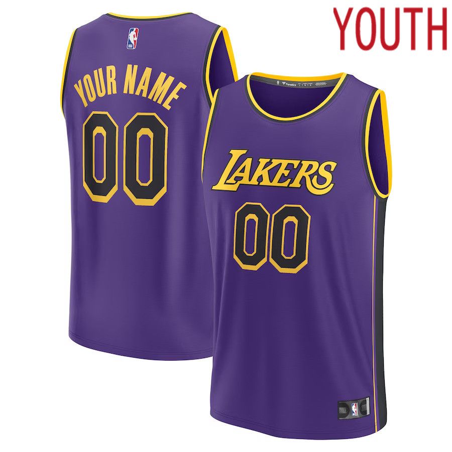 Youth Los Angeles Lakers Fanatics Branded Purple Fast Break Replica Custom NBA Jersey
